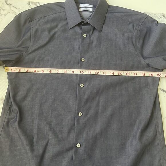 Calvin Klein Dark Gray Long Sleeve Button Up Dress Shirt  Size 34/35 - Picture 10 of 12